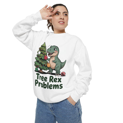 Dinosaur Christmas Sweatshirt - Tree Rex Problems
