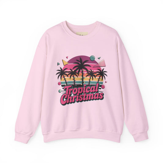 Tropical Christmas Sweatshirt with Neon Sunset Gradient Design
