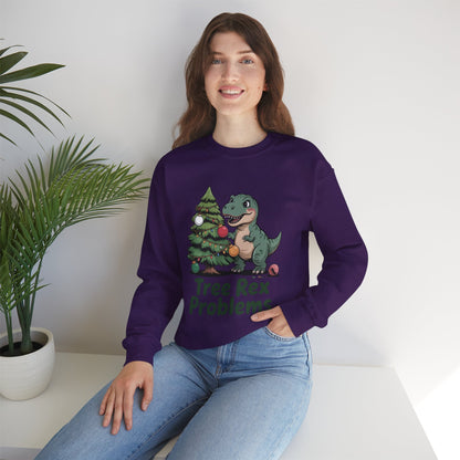 Get festive with the Christmas Crewneck Sweatshirt – Tree Rex Problems. Cozy, fun, and ideal for holiday parties or gifting this season.
