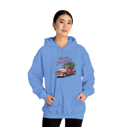 Vintage Christmas Hoodie - Merry Christmas Truck Design