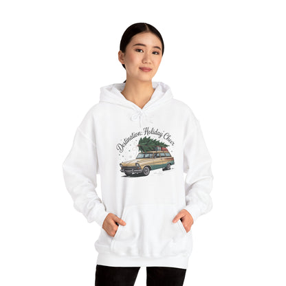 Hooded Sweatshirt Vintage Car Christmas Tree Destination Holiday Cheer