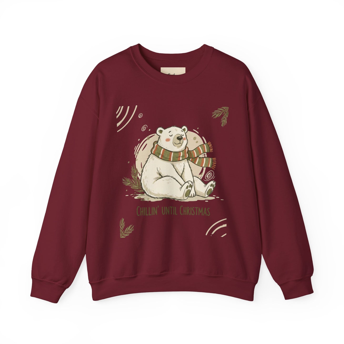 Crewneck Sweatshirt - Chillin' until Christmas - Polar Bear Scarf Design