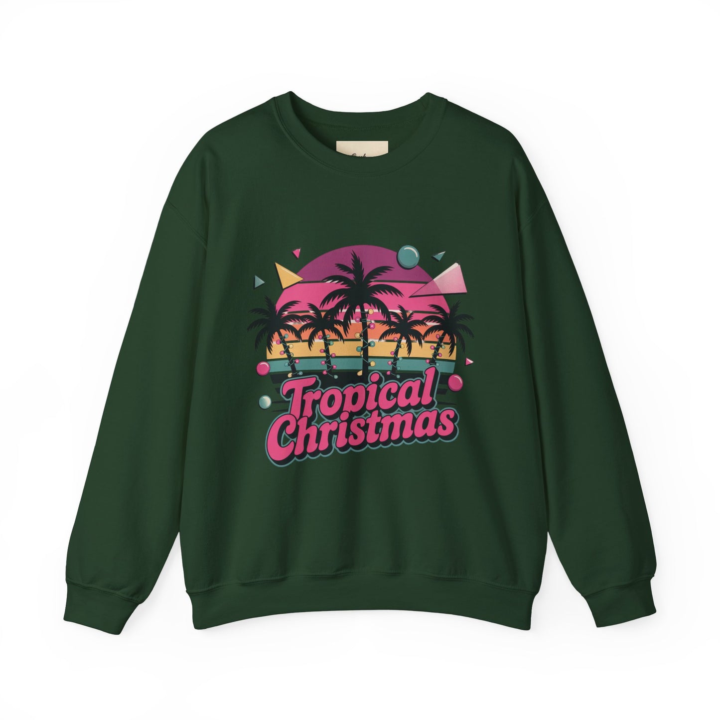Tropical Christmas Sweatshirt with Neon Sunset Gradient Design