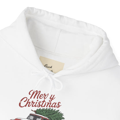 Vintage Christmas Hoodie - Merry Christmas Truck Design
