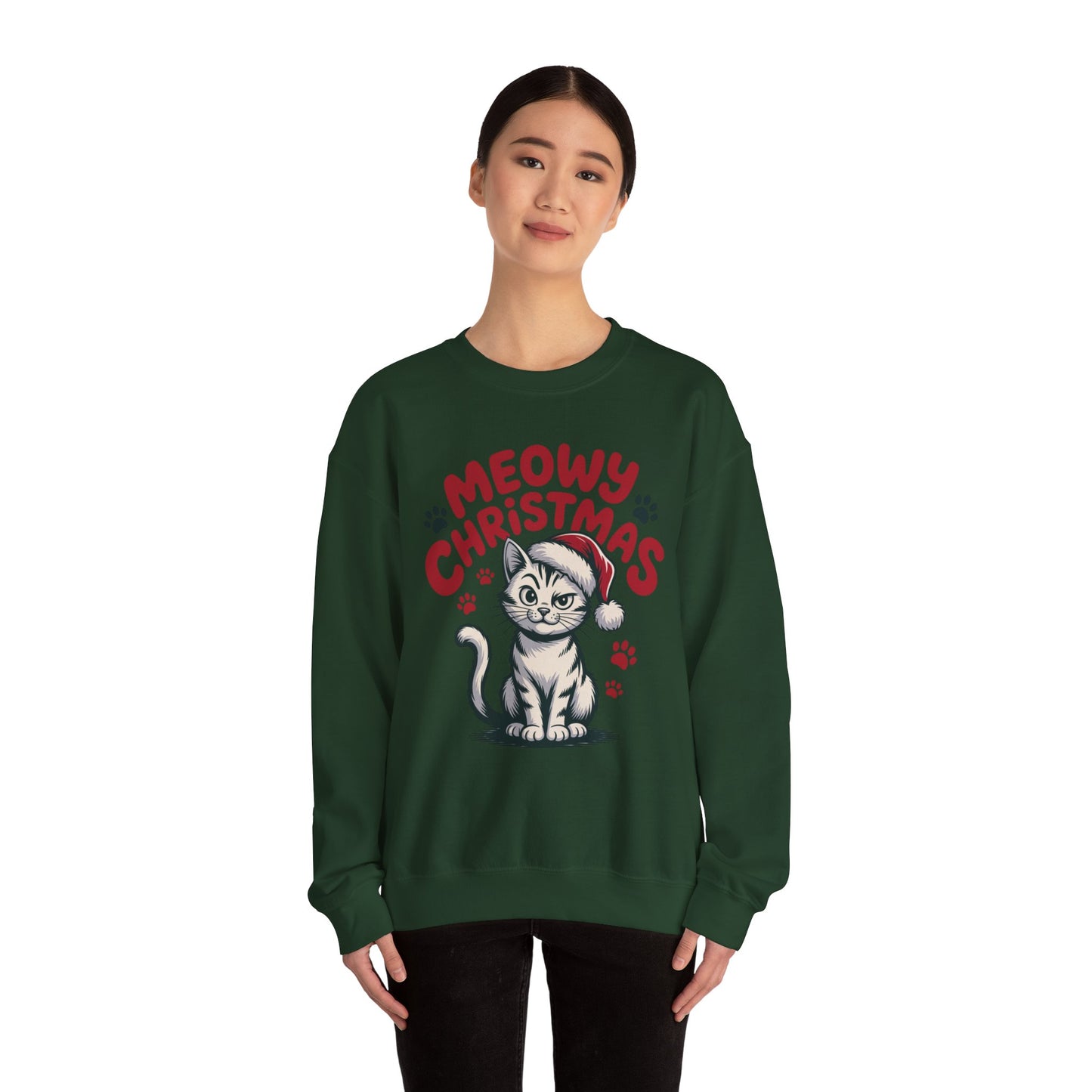 Christmas Sweatshirt - Sassy Cat Meowy Christmas