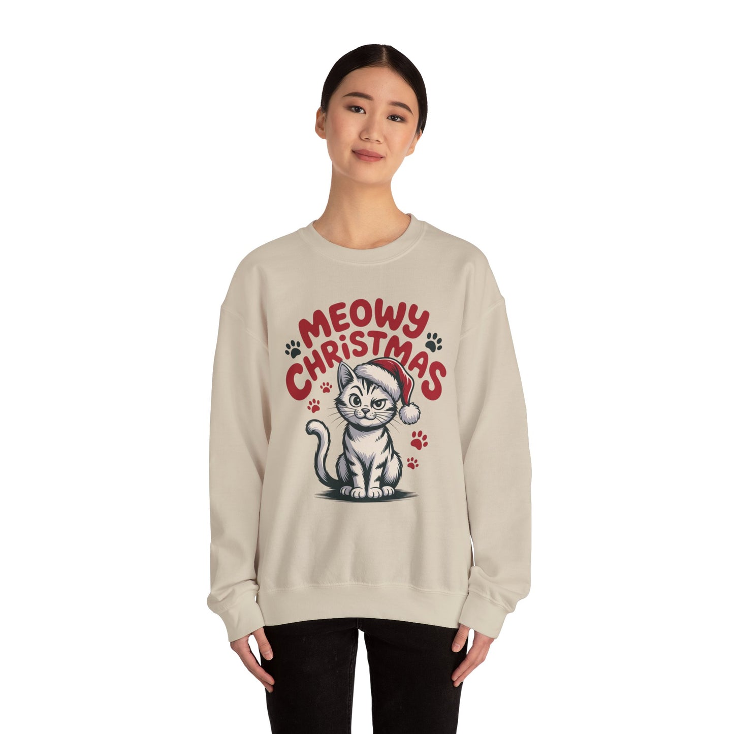 Christmas Sweatshirt - Sassy Cat Meowy Christmas