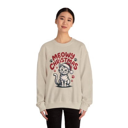 Christmas Sweatshirt - Sassy Cat Meowy Christmas