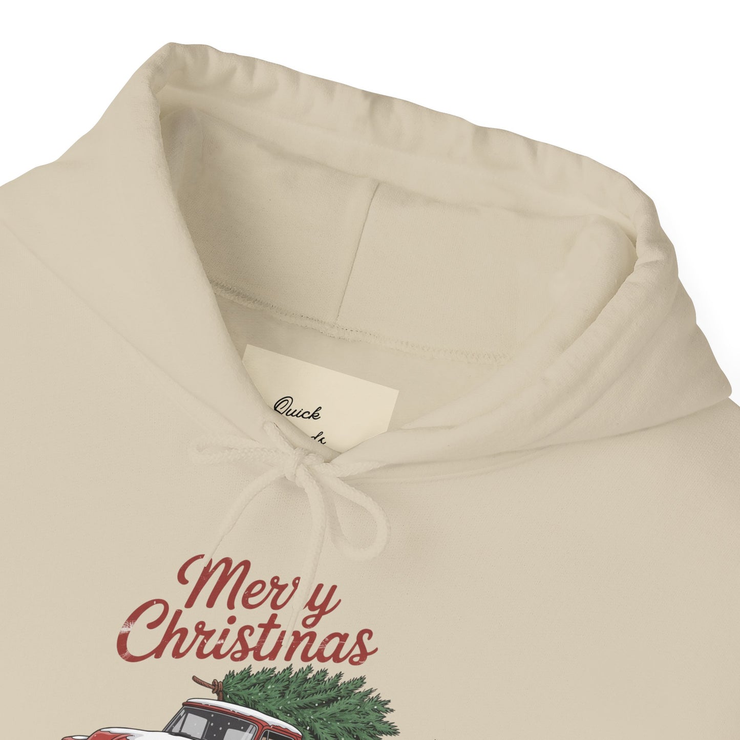 Vintage Christmas Hoodie - Merry Christmas Truck Design