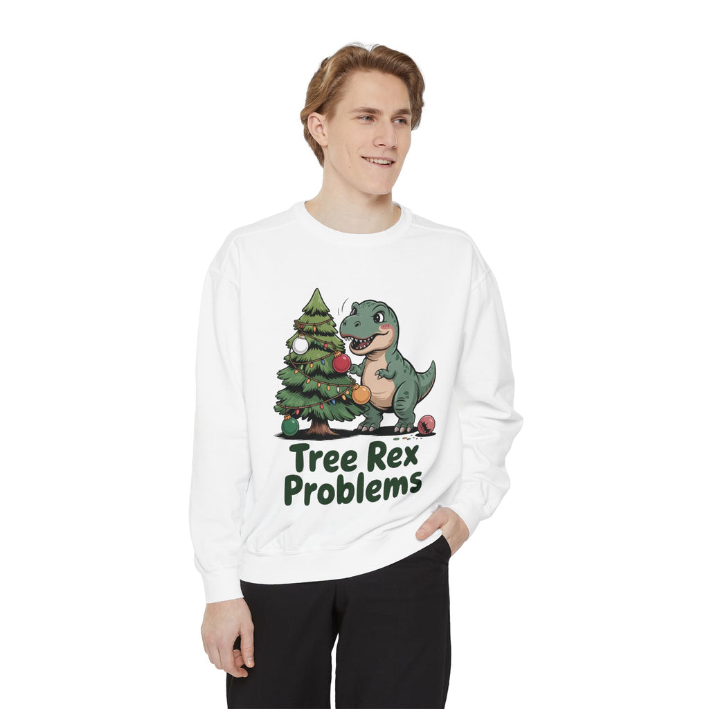 Dinosaur Christmas Sweatshirt - Tree Rex Problems