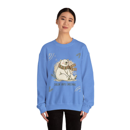 Crewneck Sweatshirt - Chillin' until Christmas - Polar Bear Scarf Design