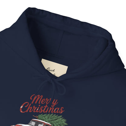 Vintage Christmas Hoodie - Merry Christmas Truck Design
