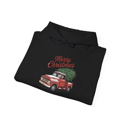 Vintage Christmas Hoodie - Merry Christmas Truck Design