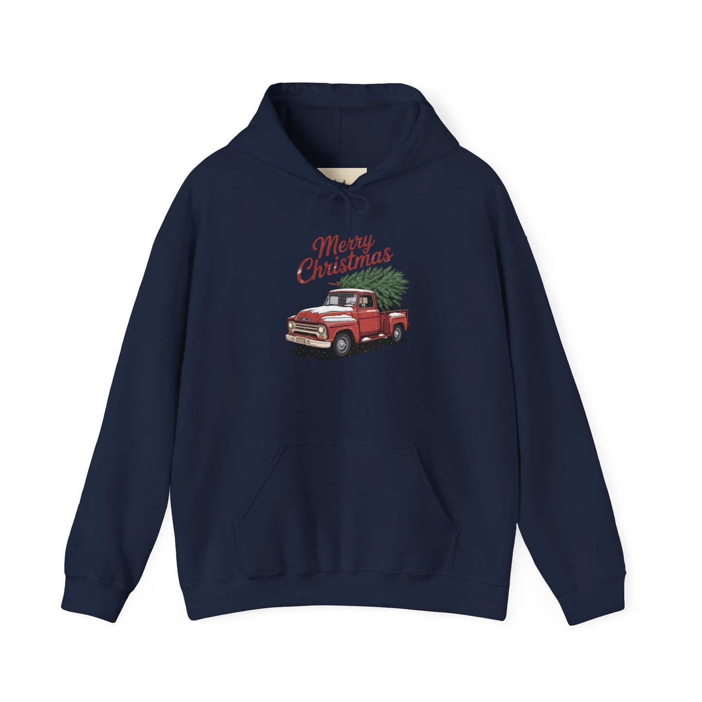 Vintage Christmas Hoodie - Merry Christmas Truck Design