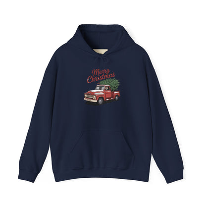 Vintage Christmas Hoodie - Merry Christmas Truck Design
