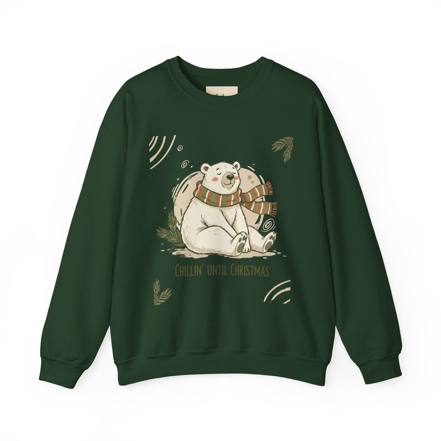 Crewneck Sweatshirt - Chillin' until Christmas - Polar Bear Scarf Design