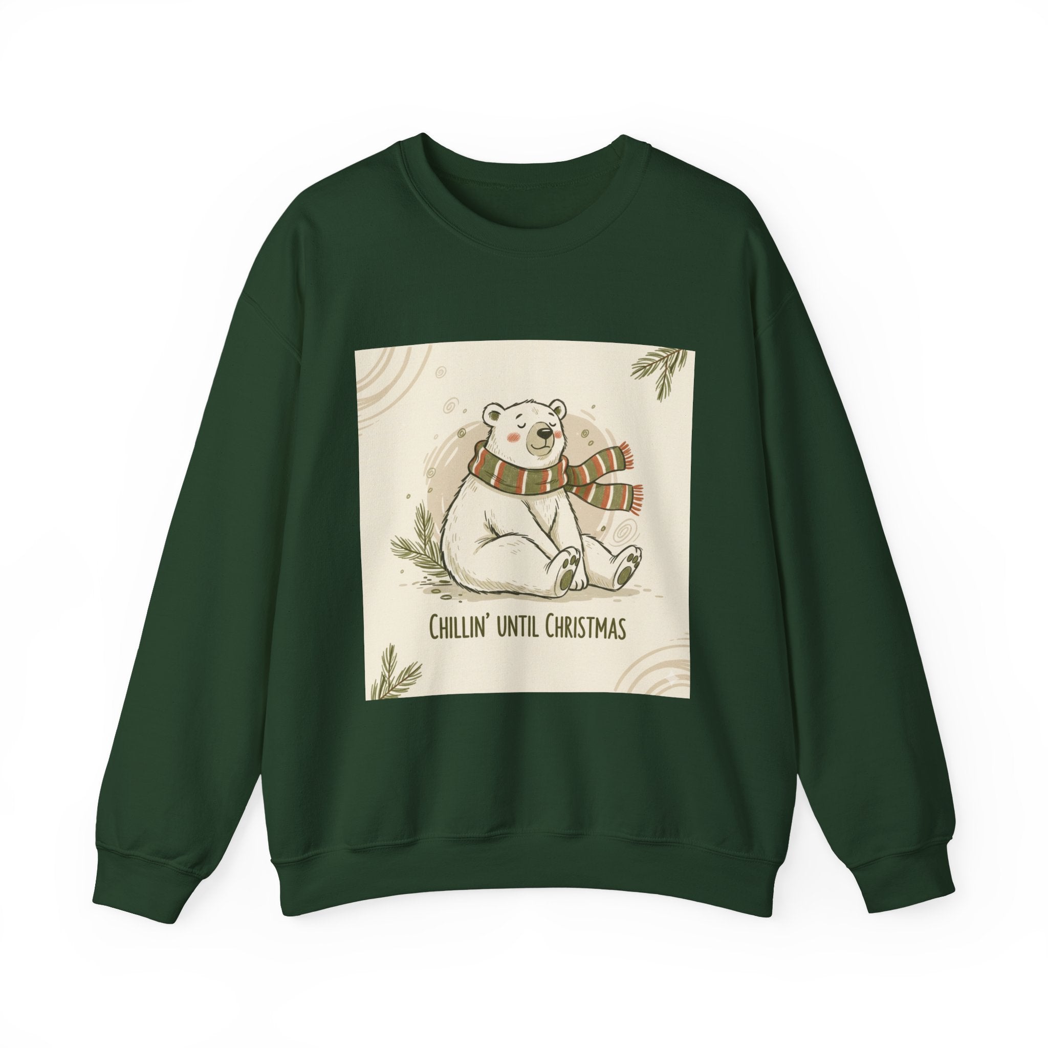 Crewneck Sweatshirt - Chillin' until Christmas - Polar Bear Scarf Design