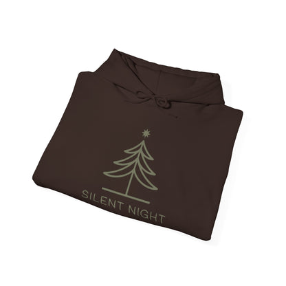 Hooded Sweatshirt Minimalist Evergreen Tree Silent Night Design