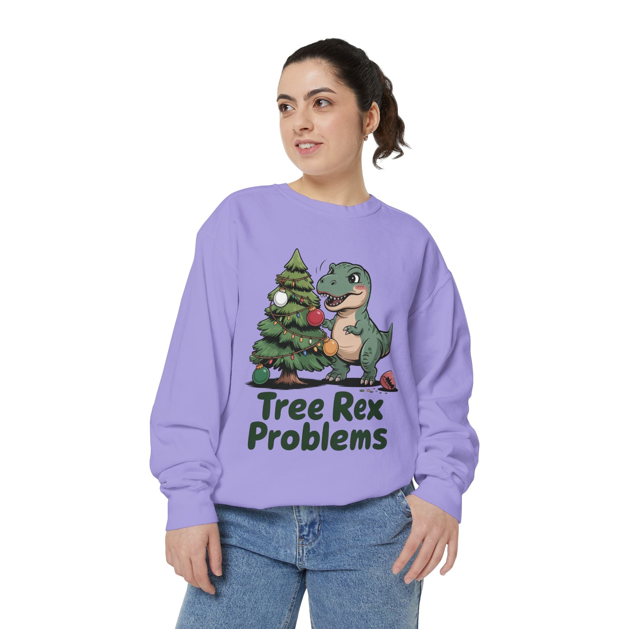 Dinosaur Christmas Sweatshirt - Tree Rex Problems