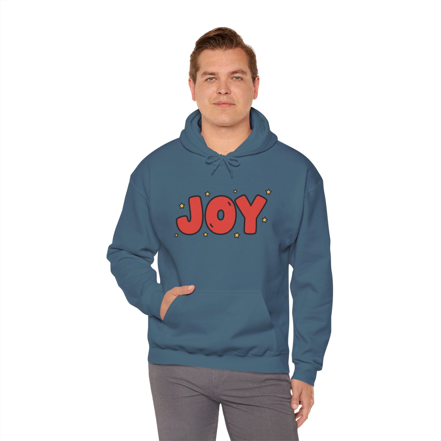 joy unisex hoodie in Bold Red,