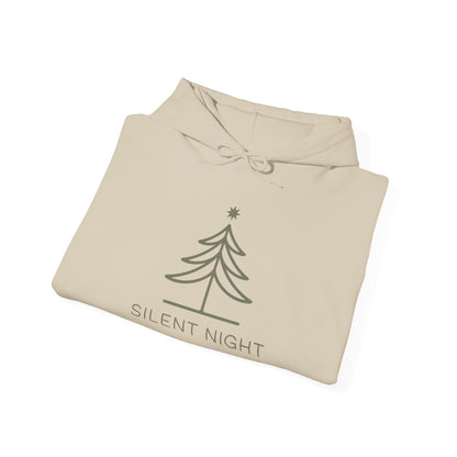 Hooded Sweatshirt Minimalist Evergreen Tree Silent Night Design