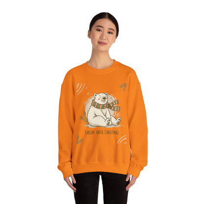 Crewneck Sweatshirt - Chillin' until Christmas - Polar Bear Scarf Design