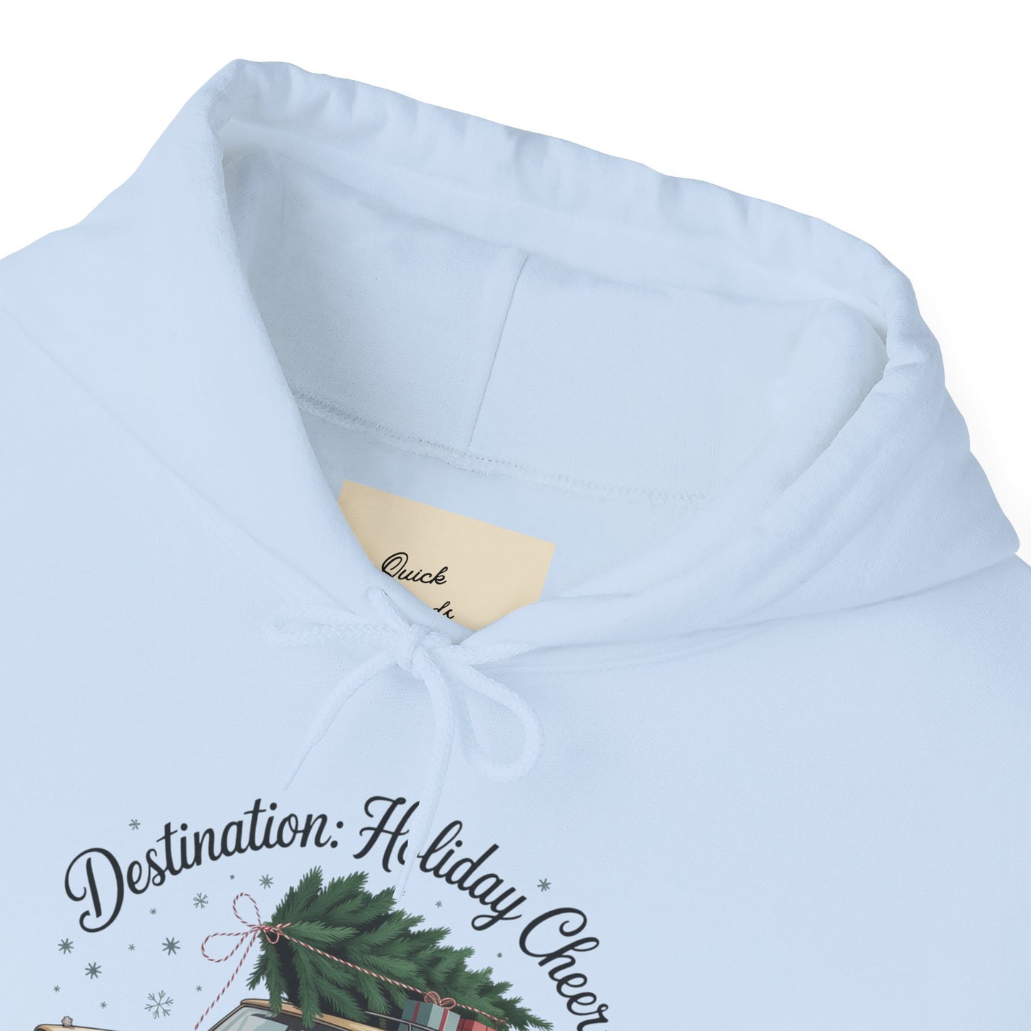 Hooded Sweatshirt Vintage Car Christmas Tree Destination Holiday Cheer