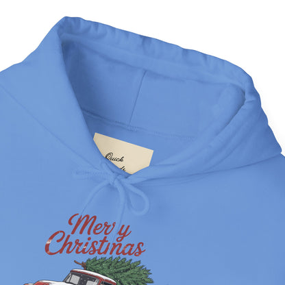 Vintage Christmas Hoodie - Merry Christmas Truck Design