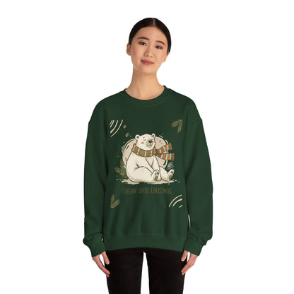 Crewneck Sweatshirt - Chillin' until Christmas - Polar Bear Scarf Design