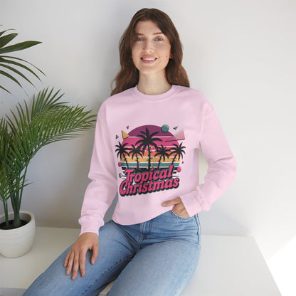 Tropical Christmas Sweatshirt with Neon Sunset Gradient Design
