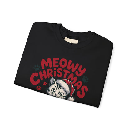 Christmas Sweatshirt - Sassy Cat Meowy Christmas