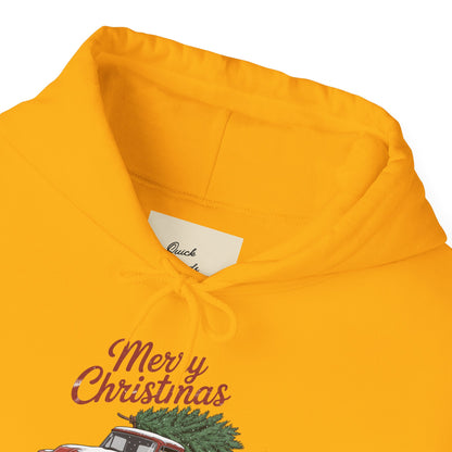 Vintage Christmas Hoodie - Merry Christmas Truck Design