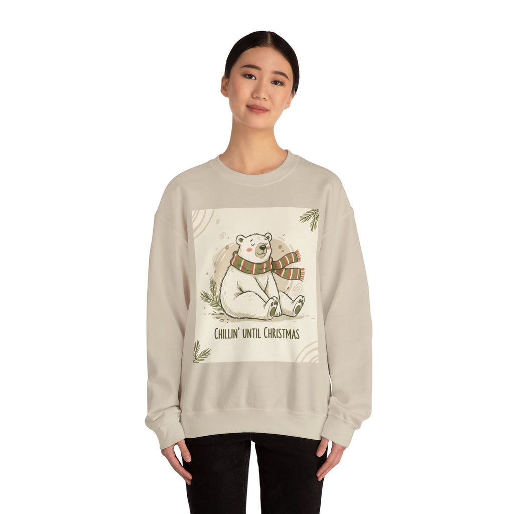 Crewneck Sweatshirt - Chillin' until Christmas - Polar Bear Scarf Design