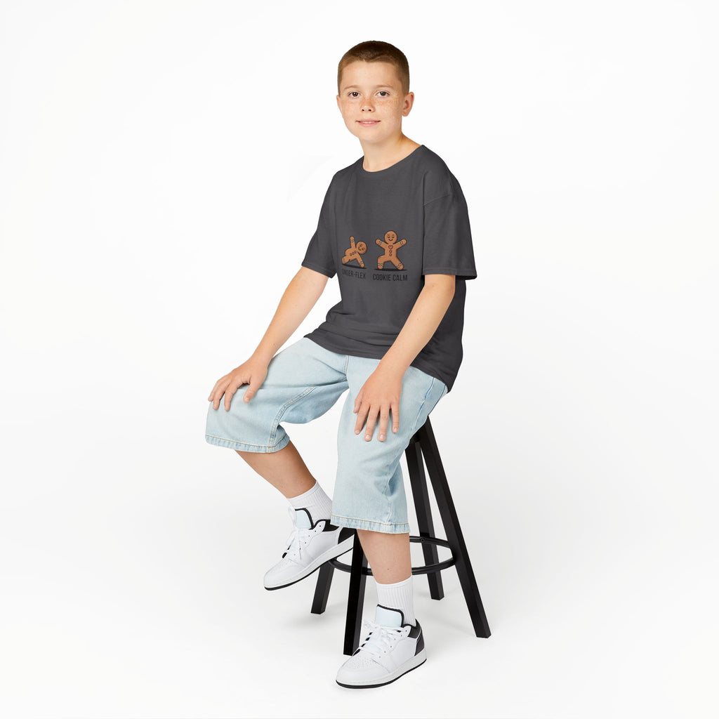 Gingerbread Workout Kids Tee - Ginger-Flex & Cookie Calm Design