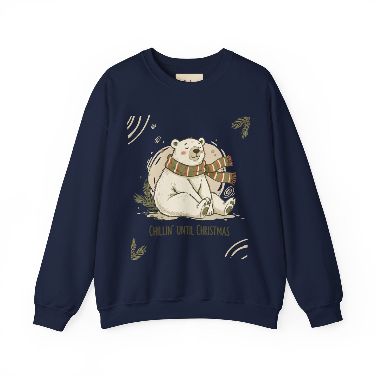 Crewneck Sweatshirt - Chillin' until Christmas - Polar Bear Scarf Design