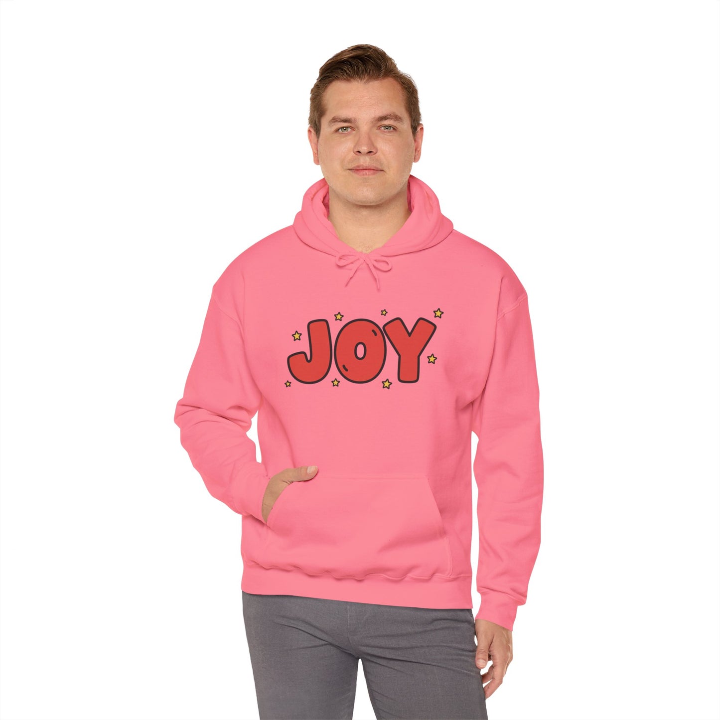 joy unisex hoodie in Bold Red,