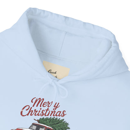 Vintage Christmas Hoodie - Merry Christmas Truck Design