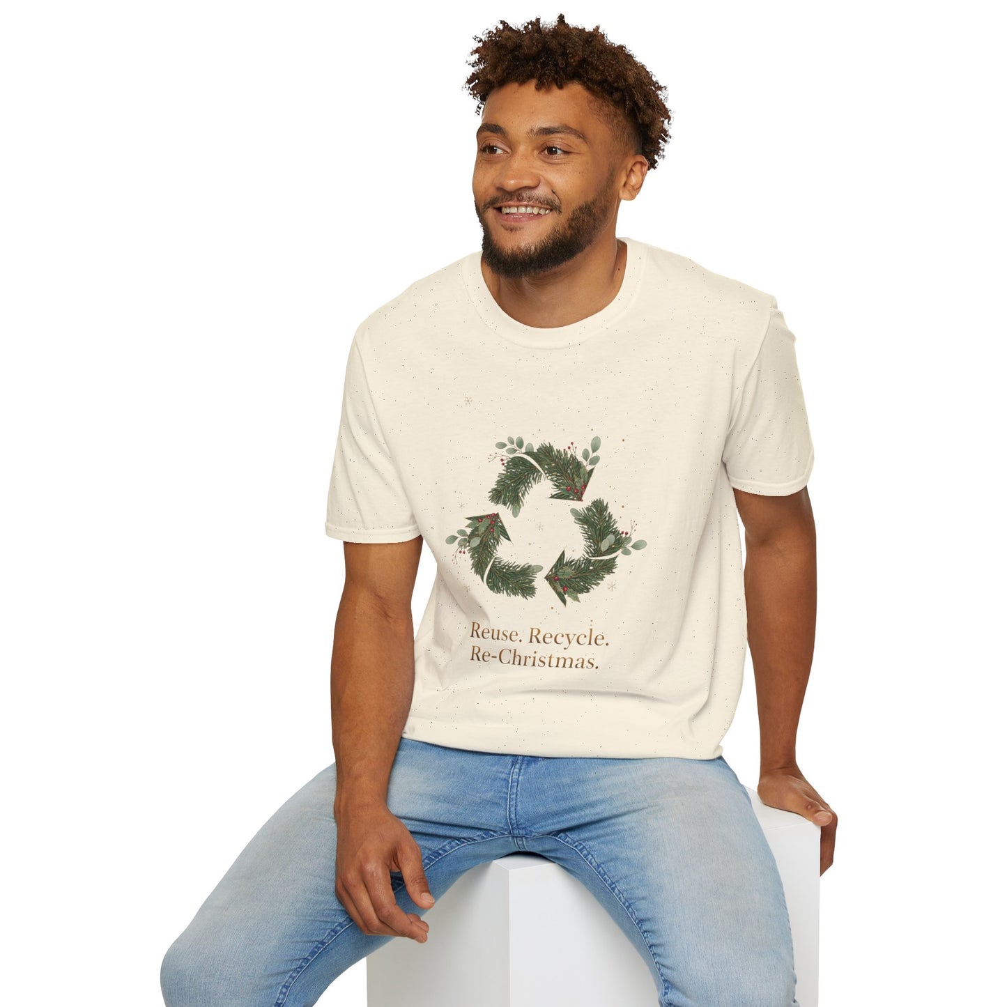 Recycled Symbol Eco-Friendly Unisex T-Shirt - Reuse Recycle Re-Christmas