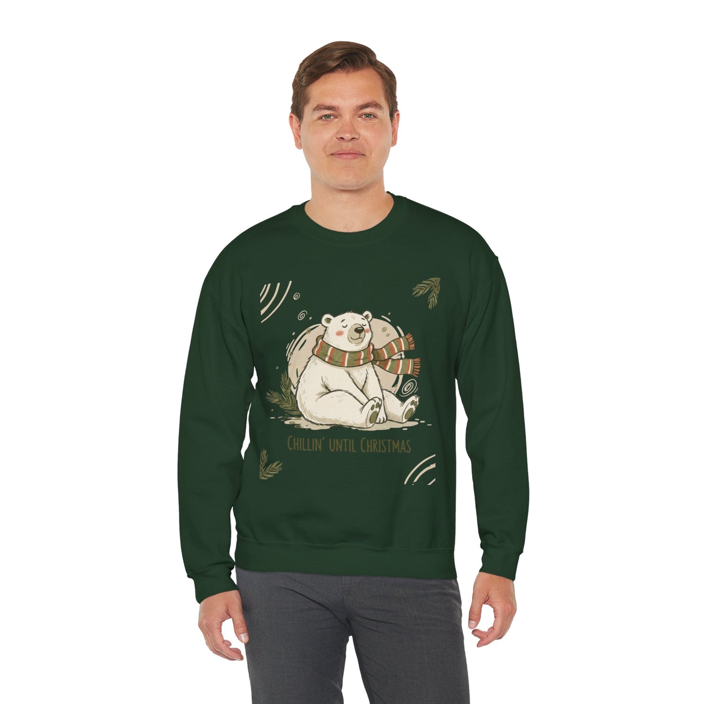 Crewneck Sweatshirt - Chillin' until Christmas - Polar Bear Scarf Design