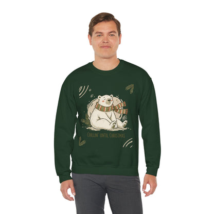 Crewneck Sweatshirt - Chillin' until Christmas - Polar Bear Scarf Design