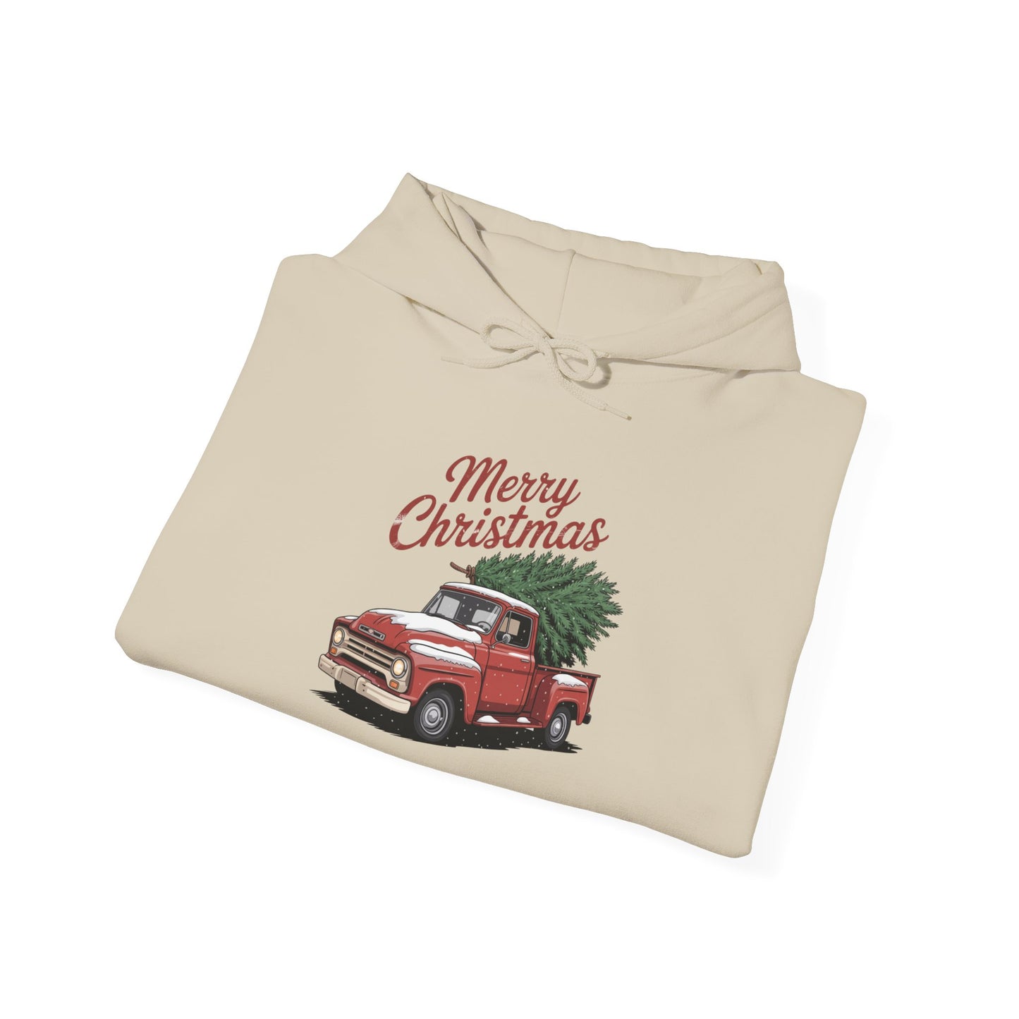 Vintage Christmas Hoodie - Merry Christmas Truck Design