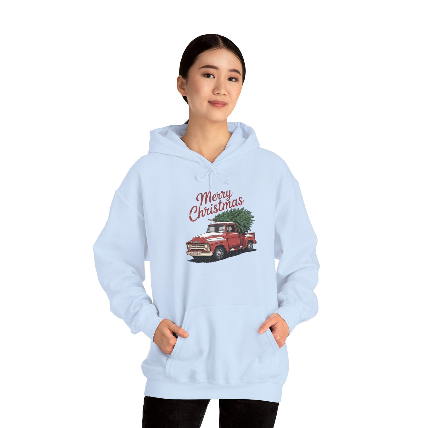 Vintage Christmas Hoodie - Merry Christmas Truck Design