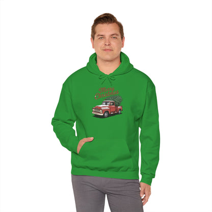 Vintage Christmas Hoodie - Merry Christmas Truck Design