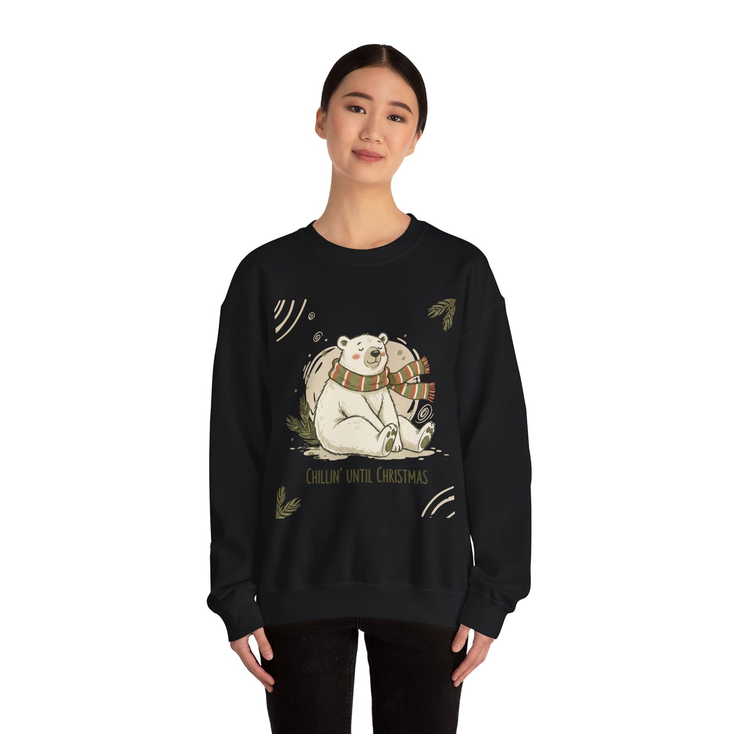 Crewneck Sweatshirt - Chillin' until Christmas - Polar Bear Scarf Design