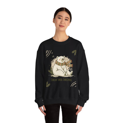 Crewneck Sweatshirt - Chillin' until Christmas - Polar Bear Scarf Design