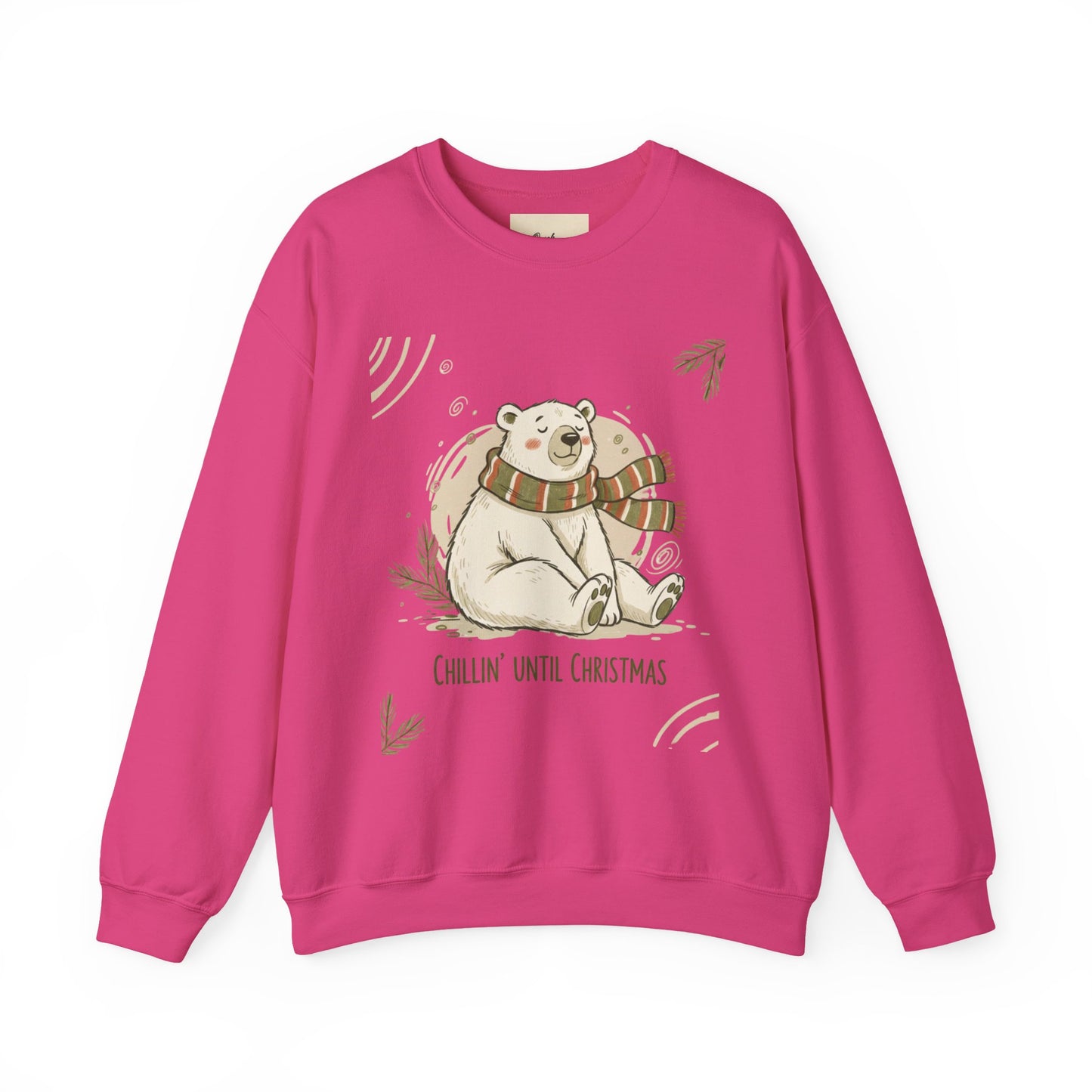 Crewneck Sweatshirt - Chillin' until Christmas - Polar Bear Scarf Design