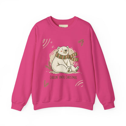 Crewneck Sweatshirt - Chillin' until Christmas - Polar Bear Scarf Design