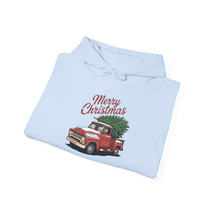Vintage Christmas Hoodie - Merry Christmas Truck Design