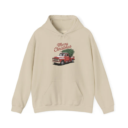 Vintage Christmas Hoodie - Merry Christmas Truck Design