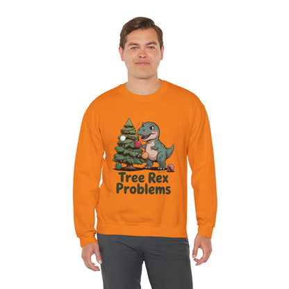 Get festive with the Christmas Crewneck Sweatshirt – Tree Rex Problems. Cozy, fun, and ideal for holiday parties or gifting this season.