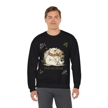 Crewneck Sweatshirt - Chillin' until Christmas - Polar Bear Scarf Design